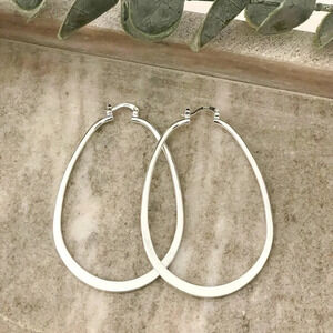 925 Sterling Silver Hoop Earrings Large Oval Silver Hoops Statement Earrings